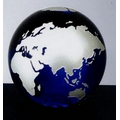 Cobalt Blue Molten Glass World Globe w/ Silver Accent (3")